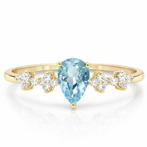 Dainty 925 Sterling Silver Blue Crystal Adjustable Ring